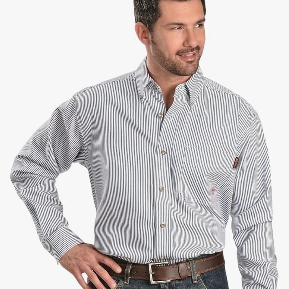 Ariat Pinstripe Flame Resistant Work Shirt Size XXL Tall